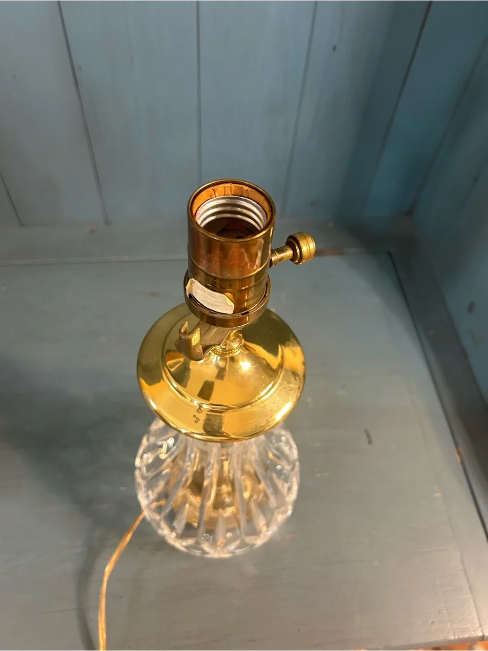 Waterford Lismore FineCutCrystal Table Lamp with Brass Base - Working Condition